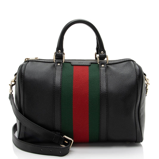 Gucci Leather Vintage Web Joy Medium Boston Bag