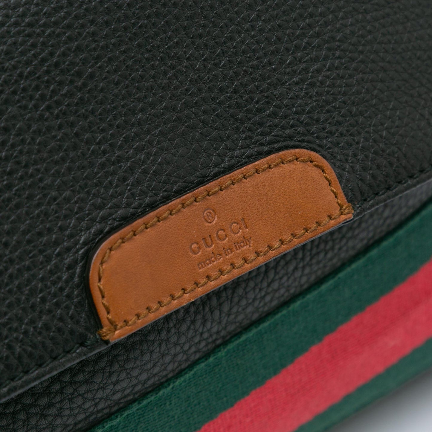 Gucci Leather Web Messenger Bag