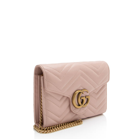 Gucci Matelasse Leather GG Marmont Wallet on Chain