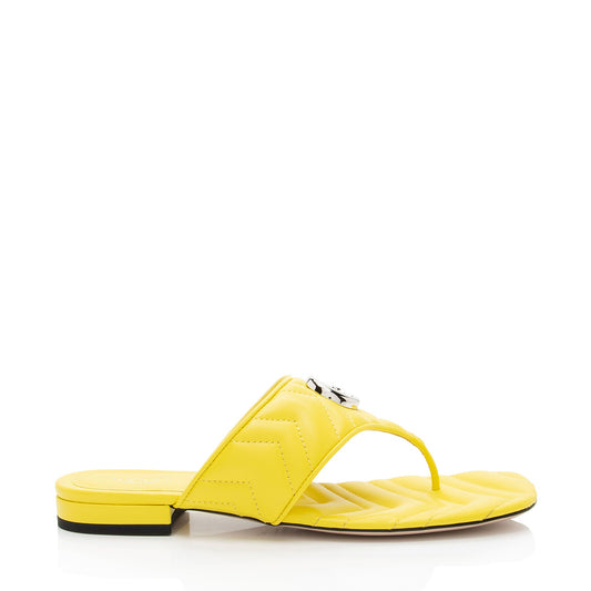 Gucci Matelasse Leather GG Marmont Charlotte Thong Sandals - Size 9 / 39