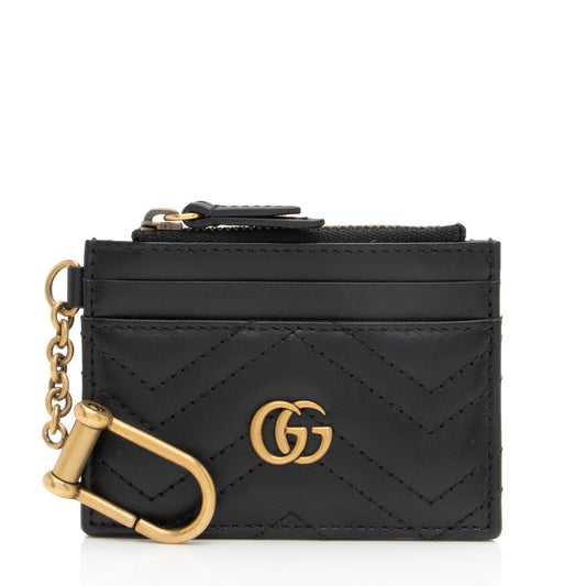 Gucci Matelasse Leather GG Marmont Keychain Card Holder (SHF-amPgBl)