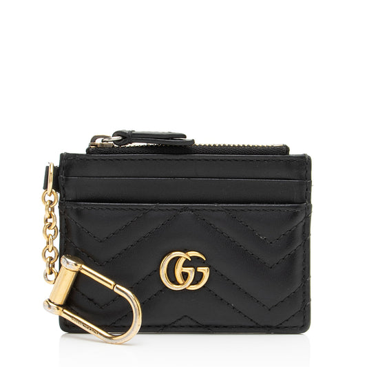 Gucci Matelasse Leather GG Marmont Keychain Card Holder