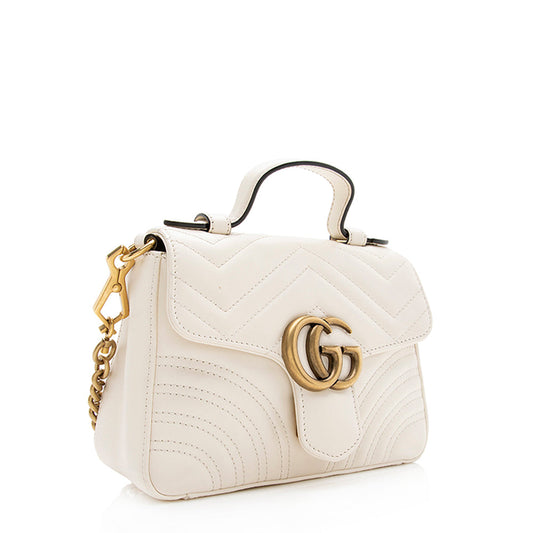 Gucci Matelasse Leather GG Marmont Mini Top Handle Bag (SHF-19549)