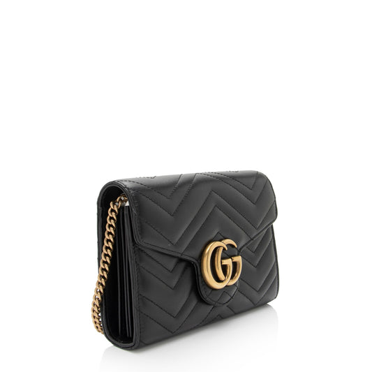 Gucci Matelasse Leather GG Marmont Mini Wallet on Chain Bag (SHF-LtbPoF)