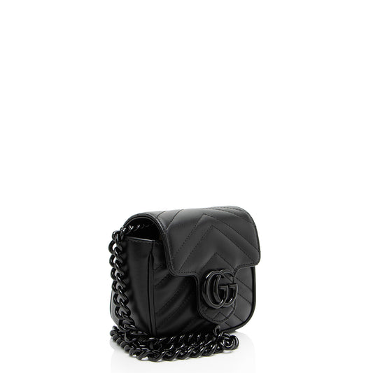 Gucci Matelasse Leather GG Marmont Monochrome Square Chain Belt Bag