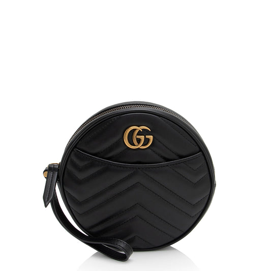 Gucci Matelasse Leather GG Marmont Round Wristlet (SHF-Zt6z5J)