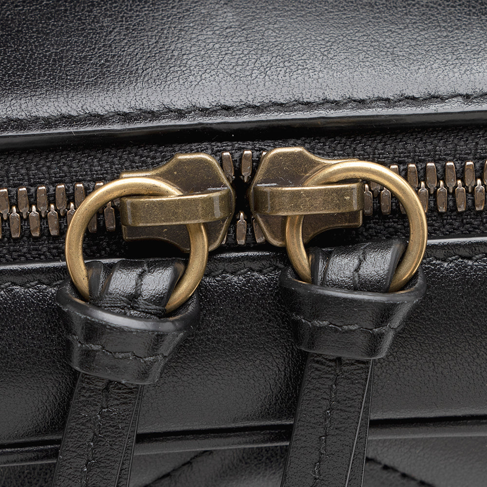 Gucci Matelasse Leather GG Marmont Top Handle Zip Around Small Shoulder Bag (SHF-21375)