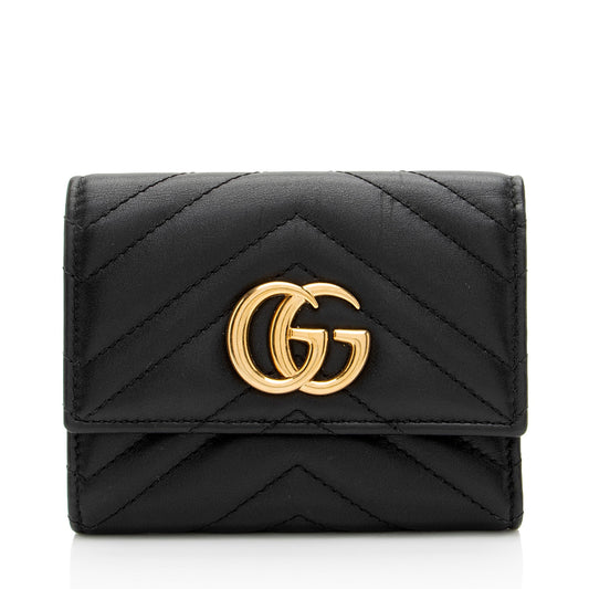 Gucci Matelasse Leather GG Marmont Trifold Wallet