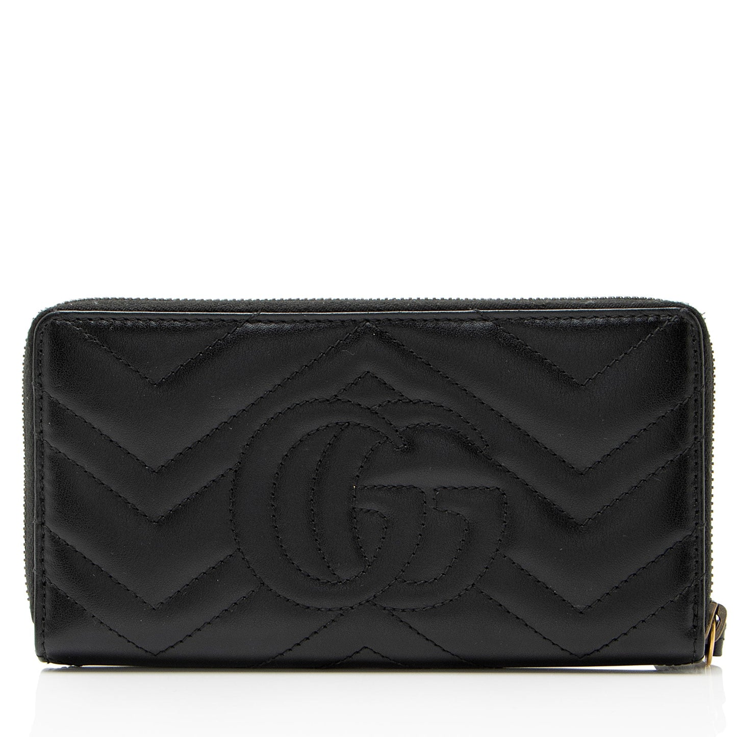 Gucci Matelasse Leather GG Marmont Zip Wallet