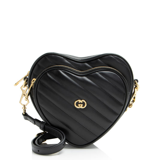 Gucci Matelasse Leather Interlocking G Heart Mini Shoulder Bag