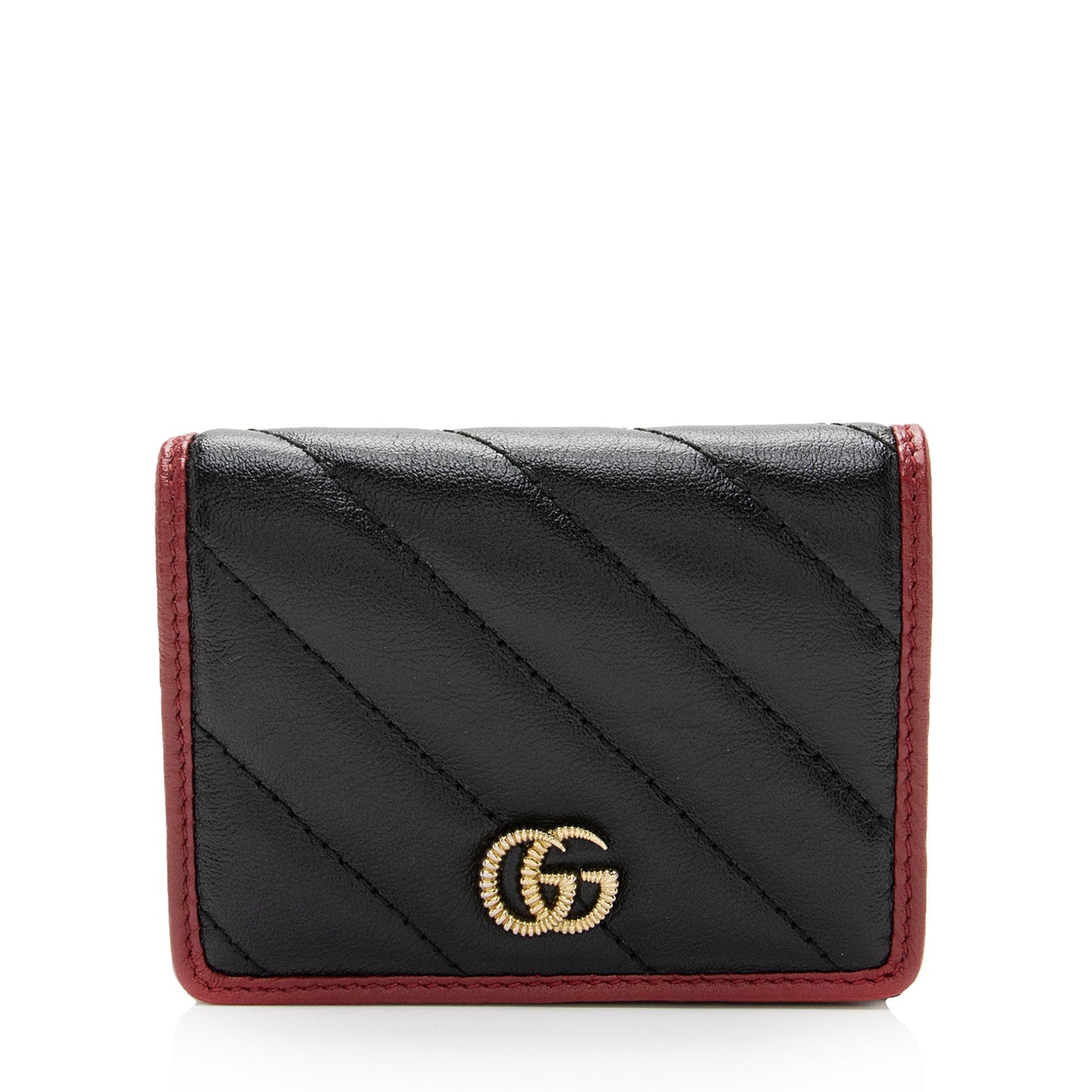 Gucci Matelasse Leather Torchon GG Marmont Card Case Wallet (SHF-dh8qb0)