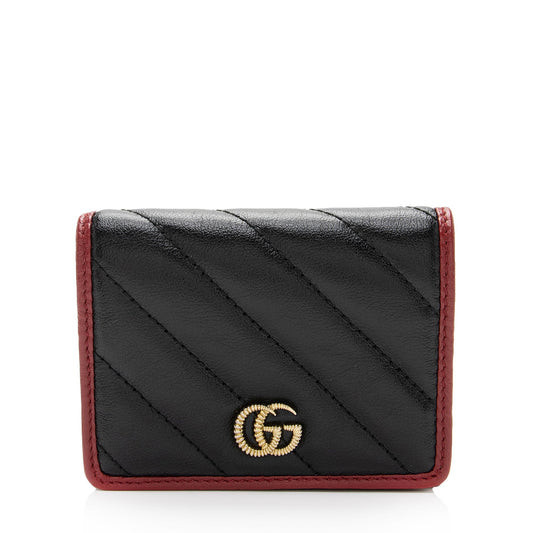 Gucci Matelasse Leather Torchon GG Marmont Card Case Wallet (SHF-dh8qb0)