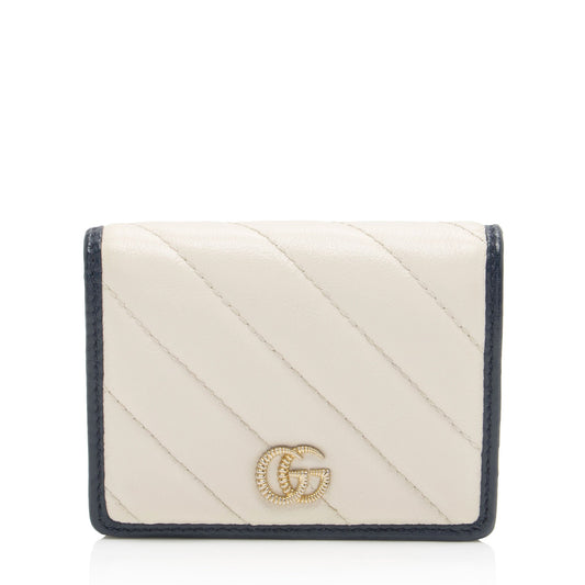 Gucci Matelasse Leather Torchon GG Marmont Card Case (SHF-q1dspc)