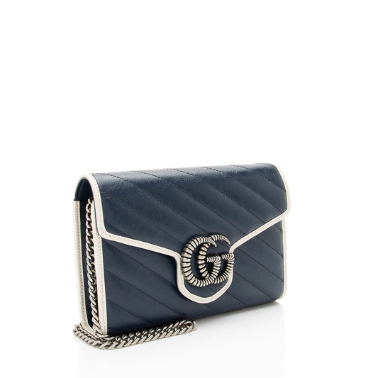 Gucci Matelasse Leather Torchon GG Marmont Mini Chain Bag