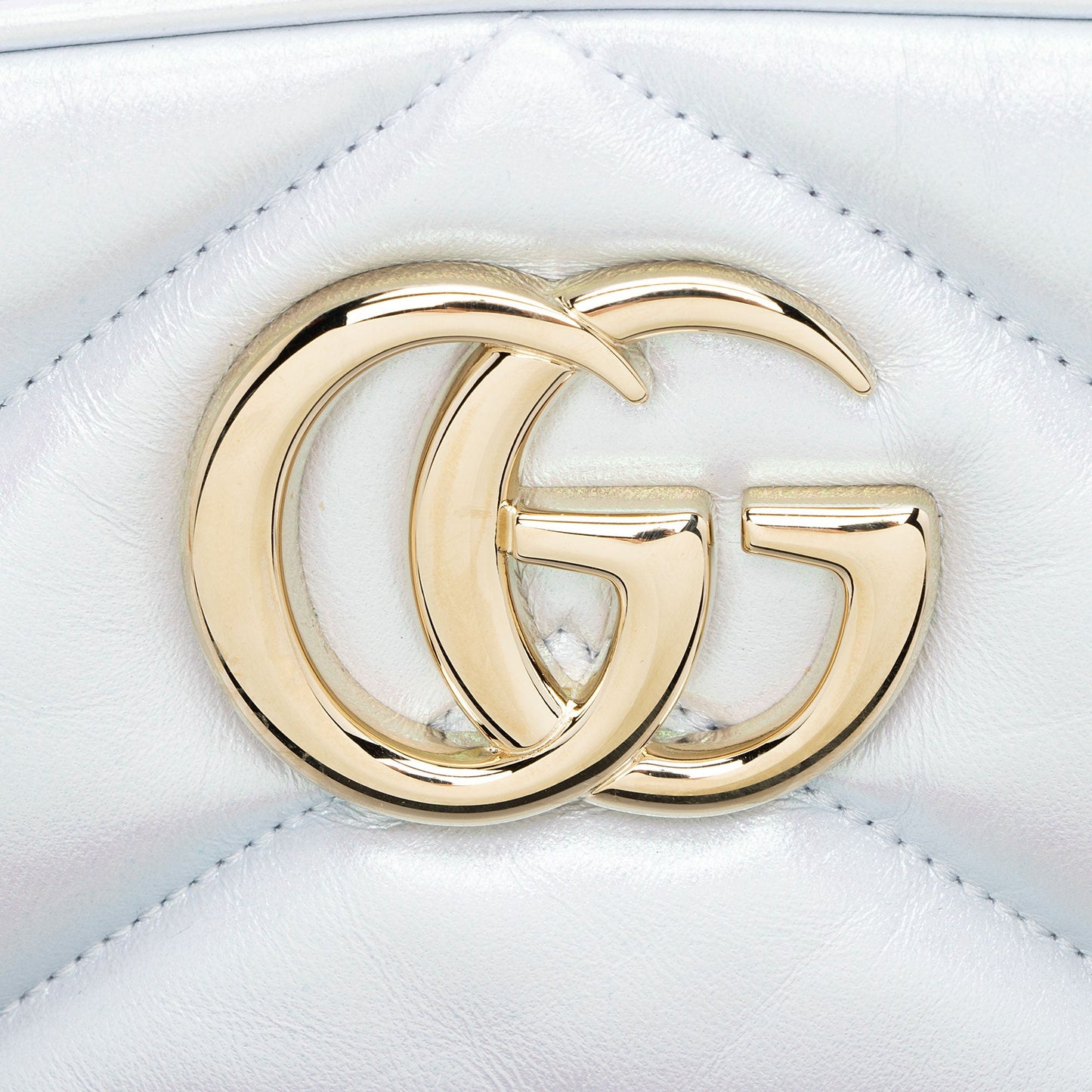 Gucci Matelasse Padded Iridescent Leather GG Marmont Small Camera Bag