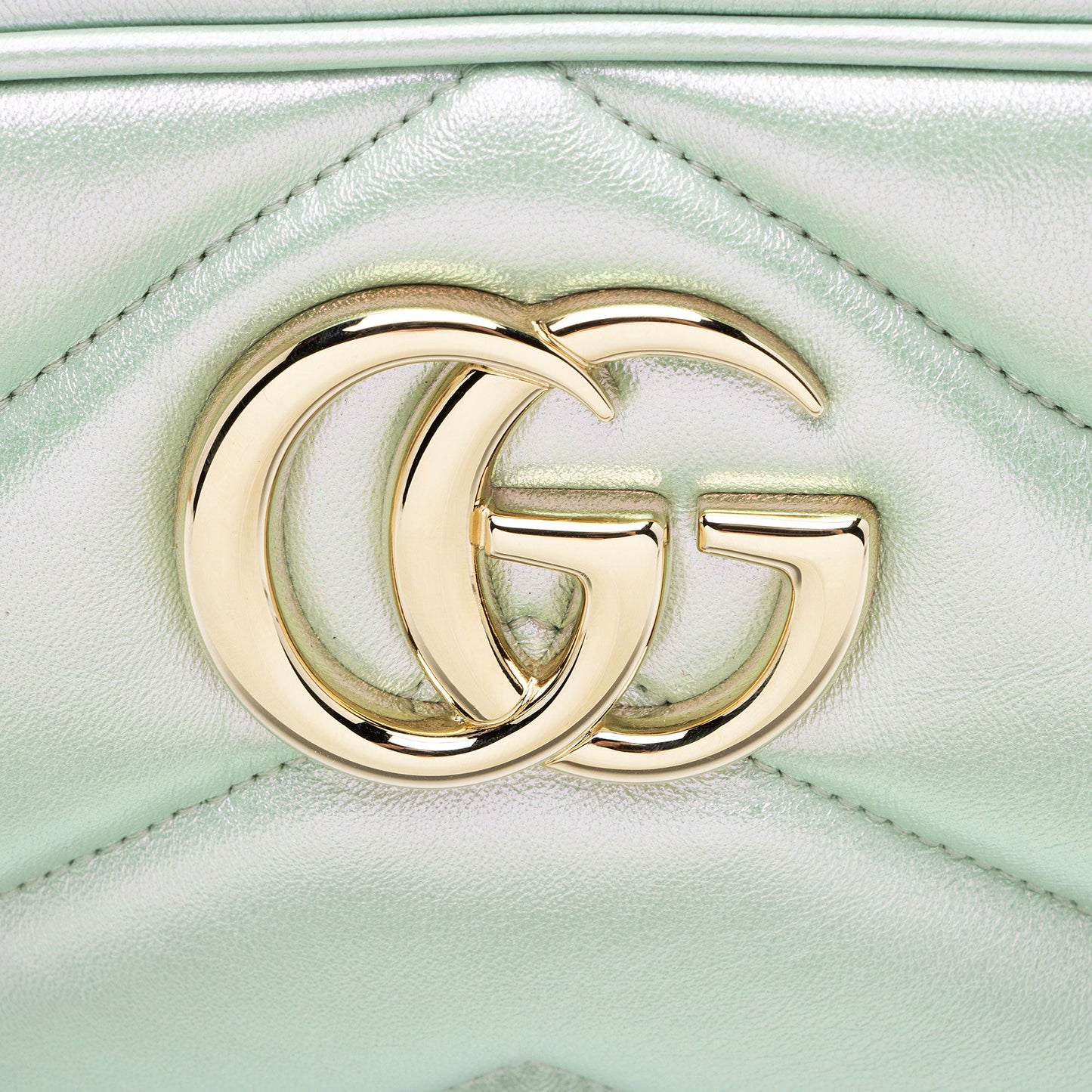 Gucci Matelasse Padded Iridescent Leather GG Marmont Small Camera Bag
