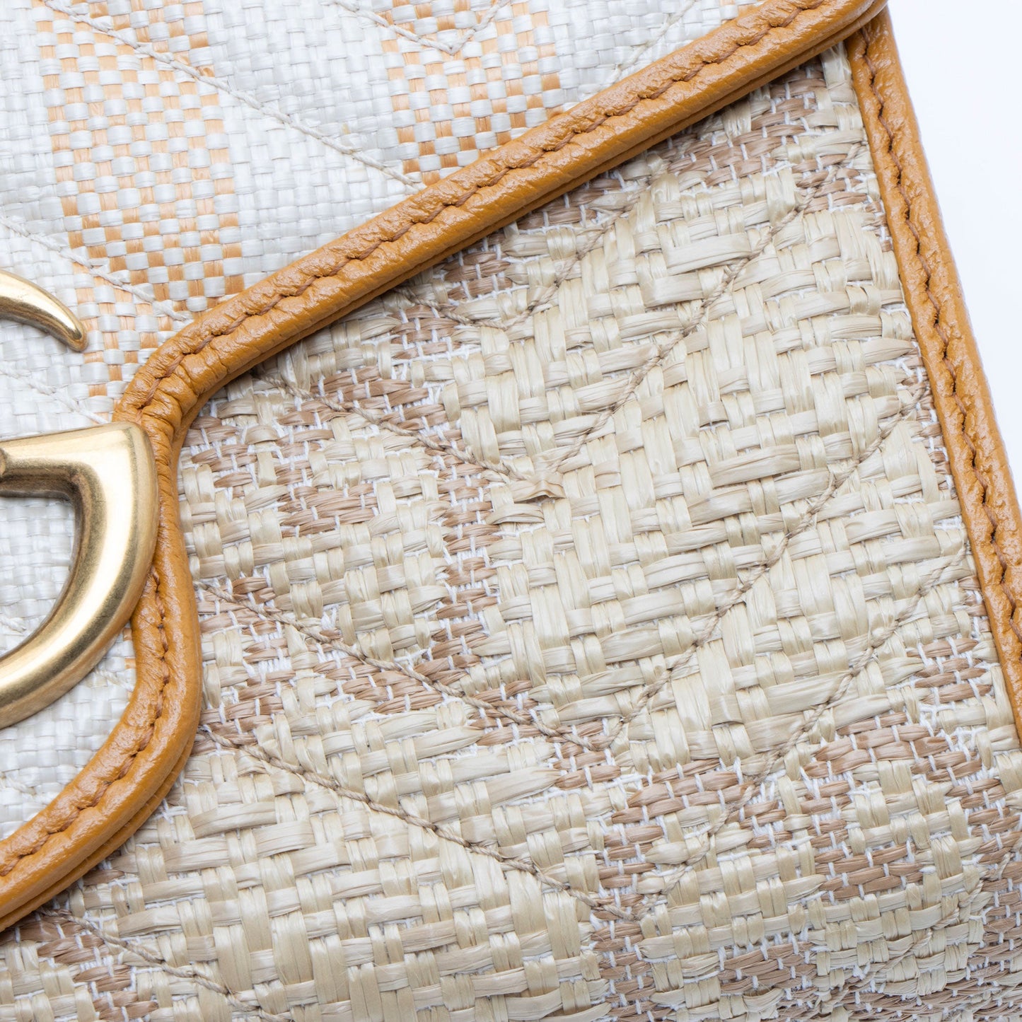 Gucci Matelasse Raffia GG Marmont Wallet on Chain
