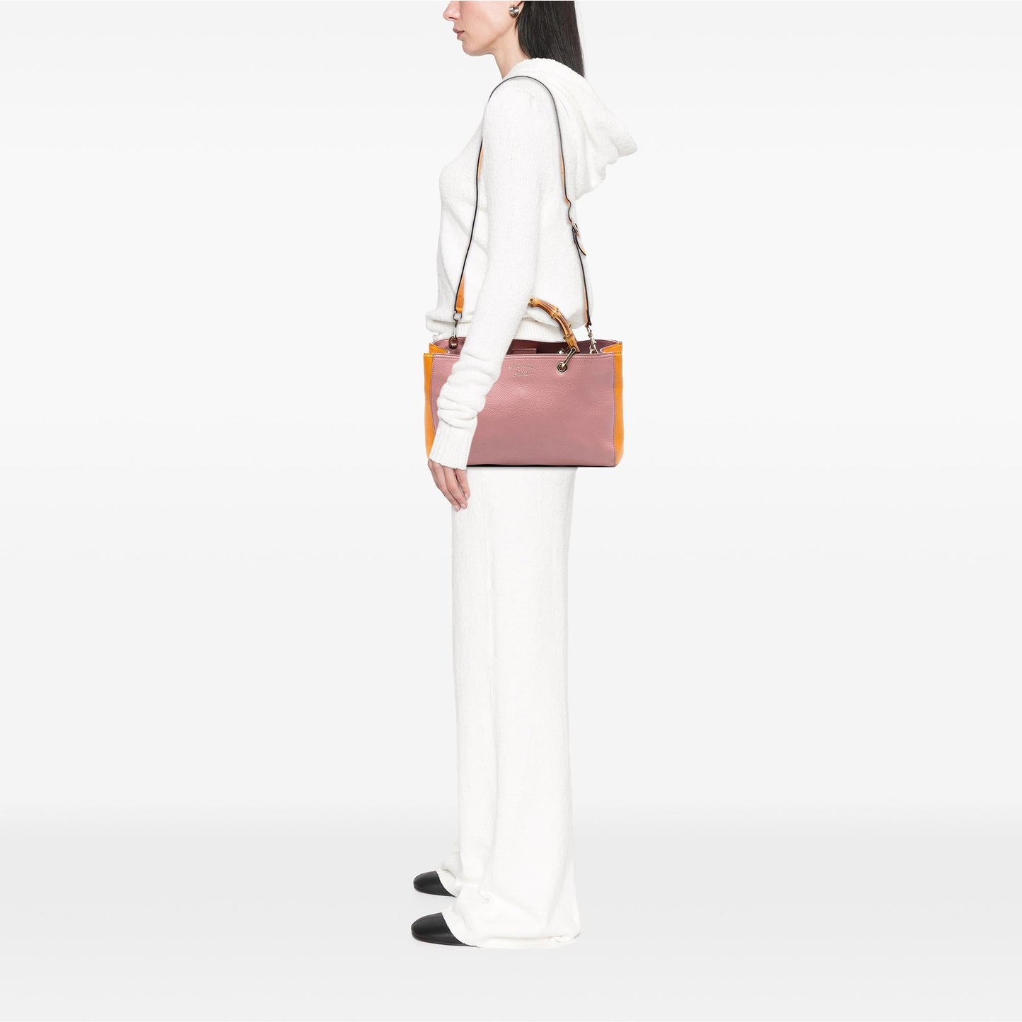 Gucci Medium Bicolor Calfskin Bamboo Shopper Satchel