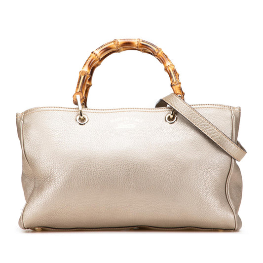Gucci Medium Calfskin Bamboo Shopper Satchel