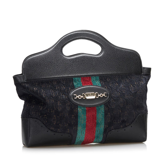 Gucci Medium Embossed Horsebit Velvet Punch Tote (SHG-LahSsr)