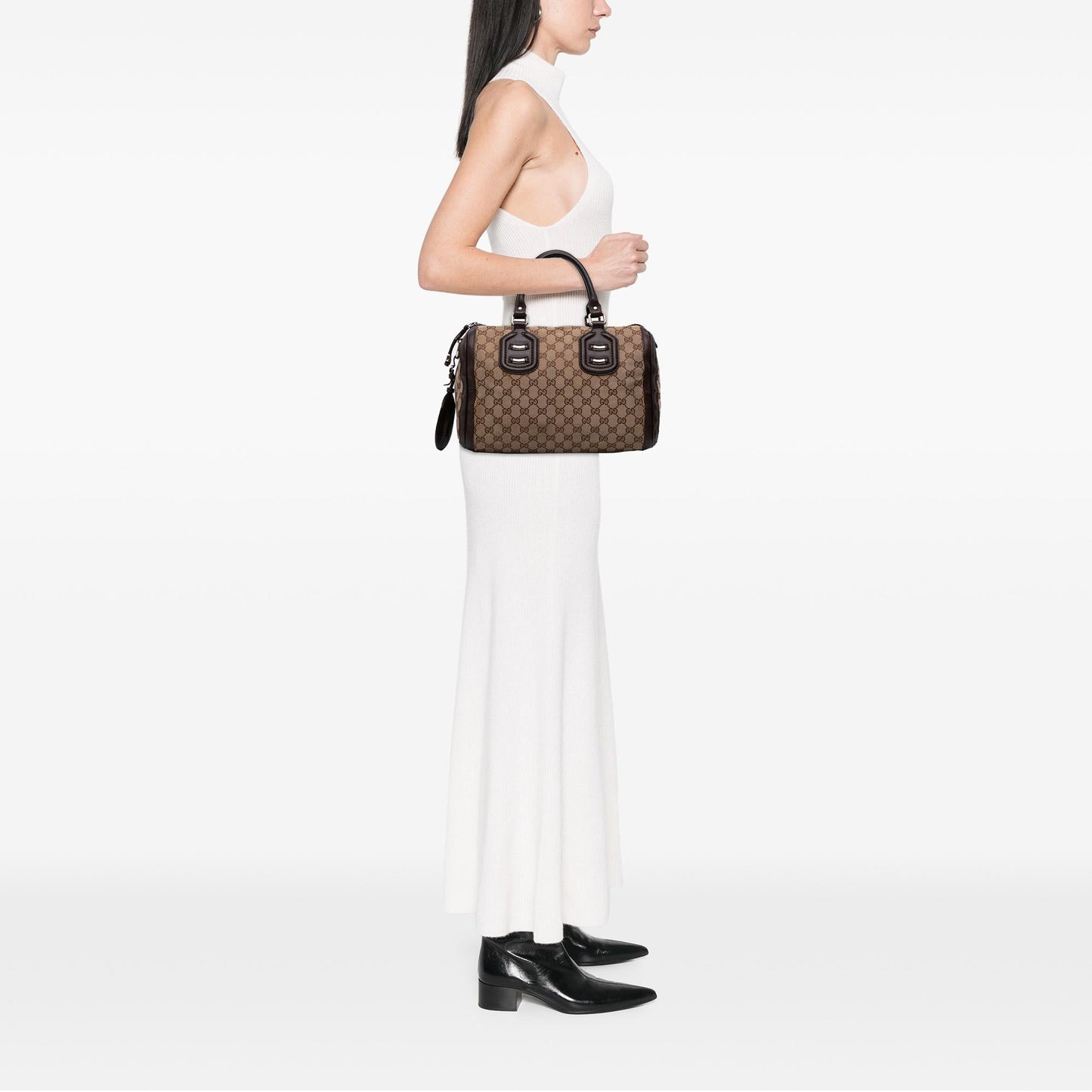 Gucci Medium GG Canvas Techno Tag Boston Bag