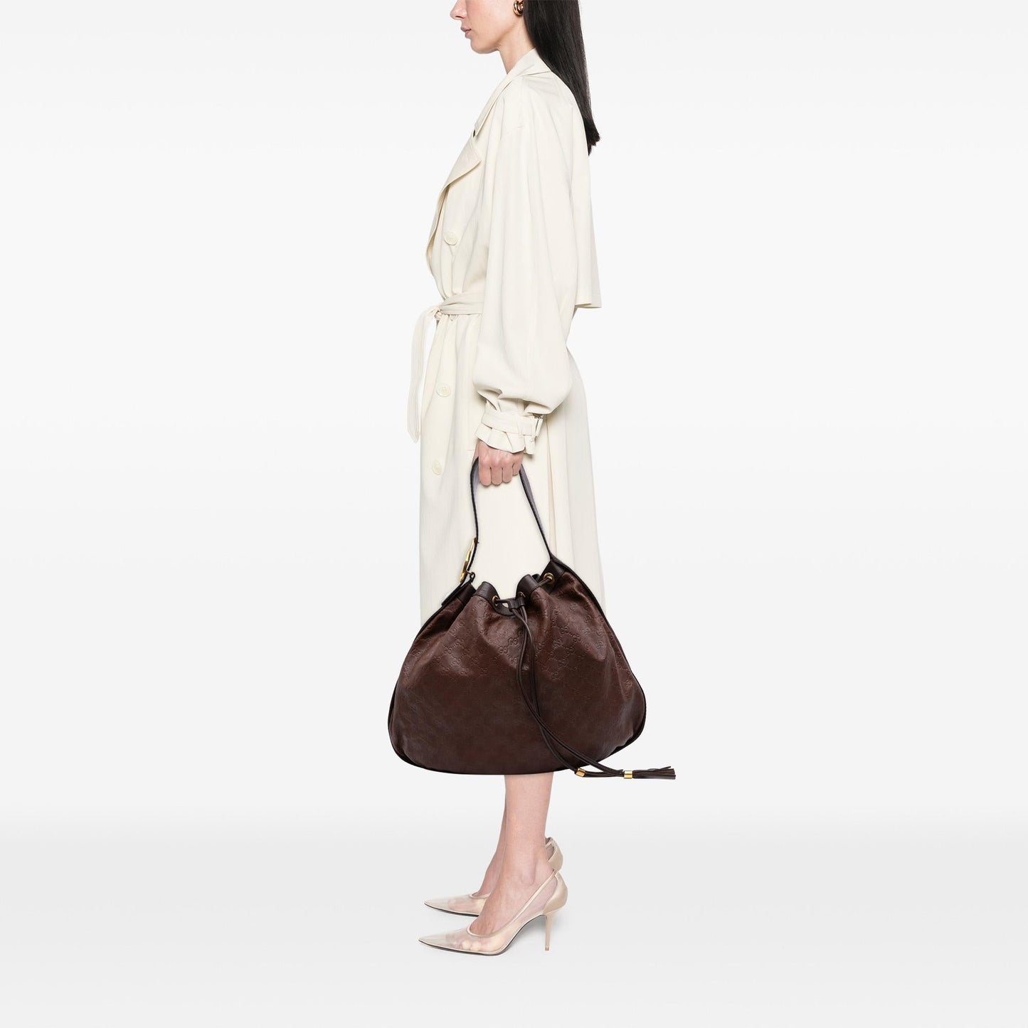 Gucci Medium Guccissima Interlocking Icon Drawstring Hobo