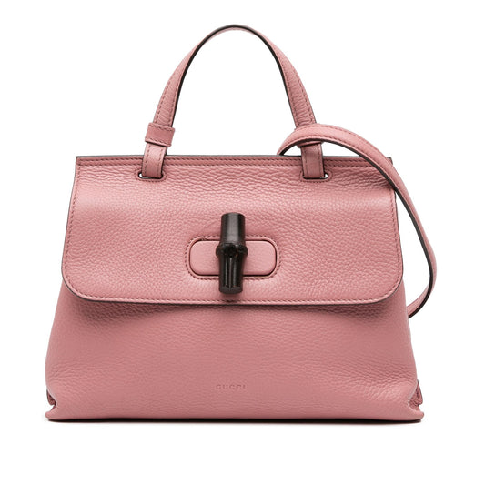 Gucci Medium Leather Bamboo Daily Satchel