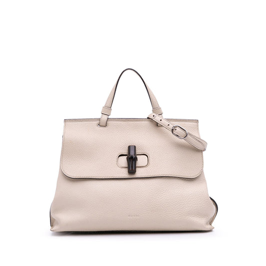 Gucci Medium Leather Bamboo Daily Satchel