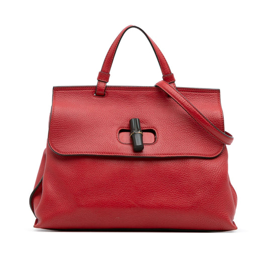 Gucci Medium Leather Bamboo Daily Satchel