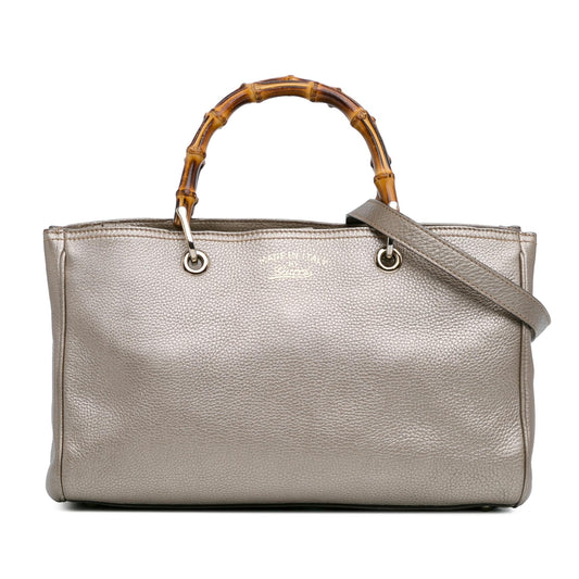 Gucci Medium Leather Bamboo Shopper (SHG-Z5WtXN)