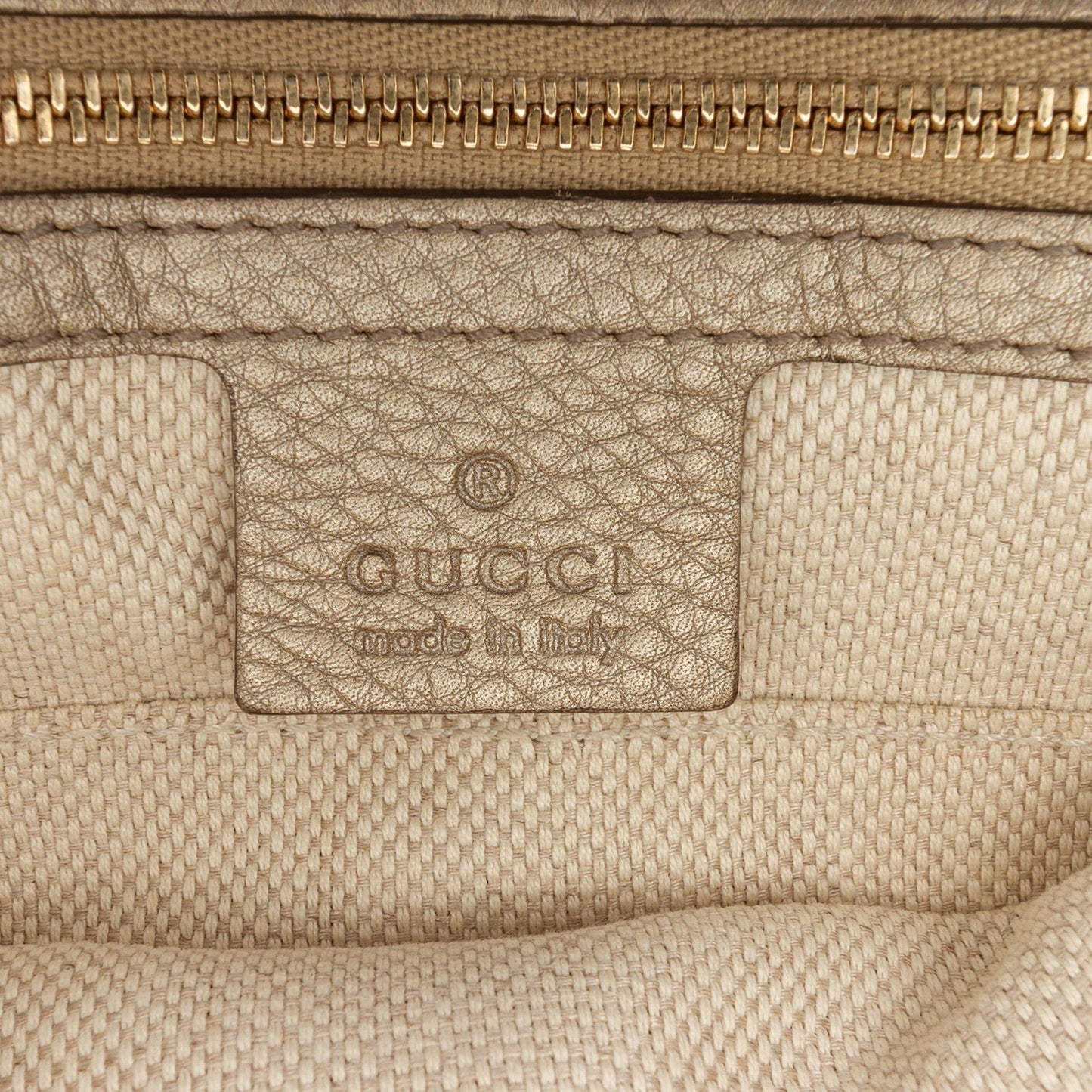 Gucci Medium Metallic Leather Soho Chain Flap Crossbody