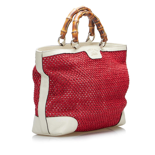 Luxury Gucci Medium Raffia Bamboo Shopper Tote (SHG-aDj1hs)