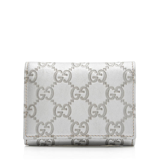 Gucci Metallic Guccissima Leather Card Case (SHF-euO3ug)