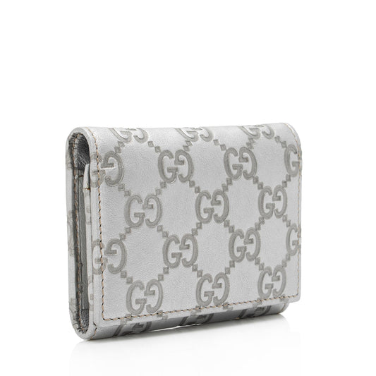 Gucci Metallic Guccissima Leather Card Case (SHF-euO3ug)