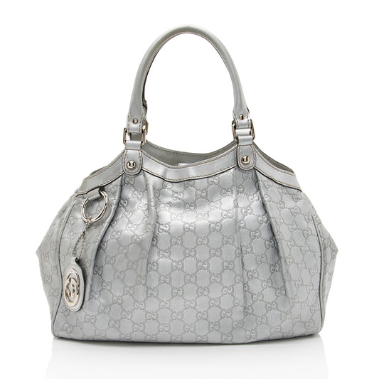 Gucci Metallic Guccissima Leather Sukey Medium Tote