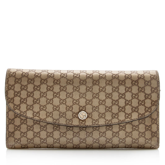 Gucci Metallic Microguccissima Interlocking G Continental Tri-Fold Wallet (SHF-22685)