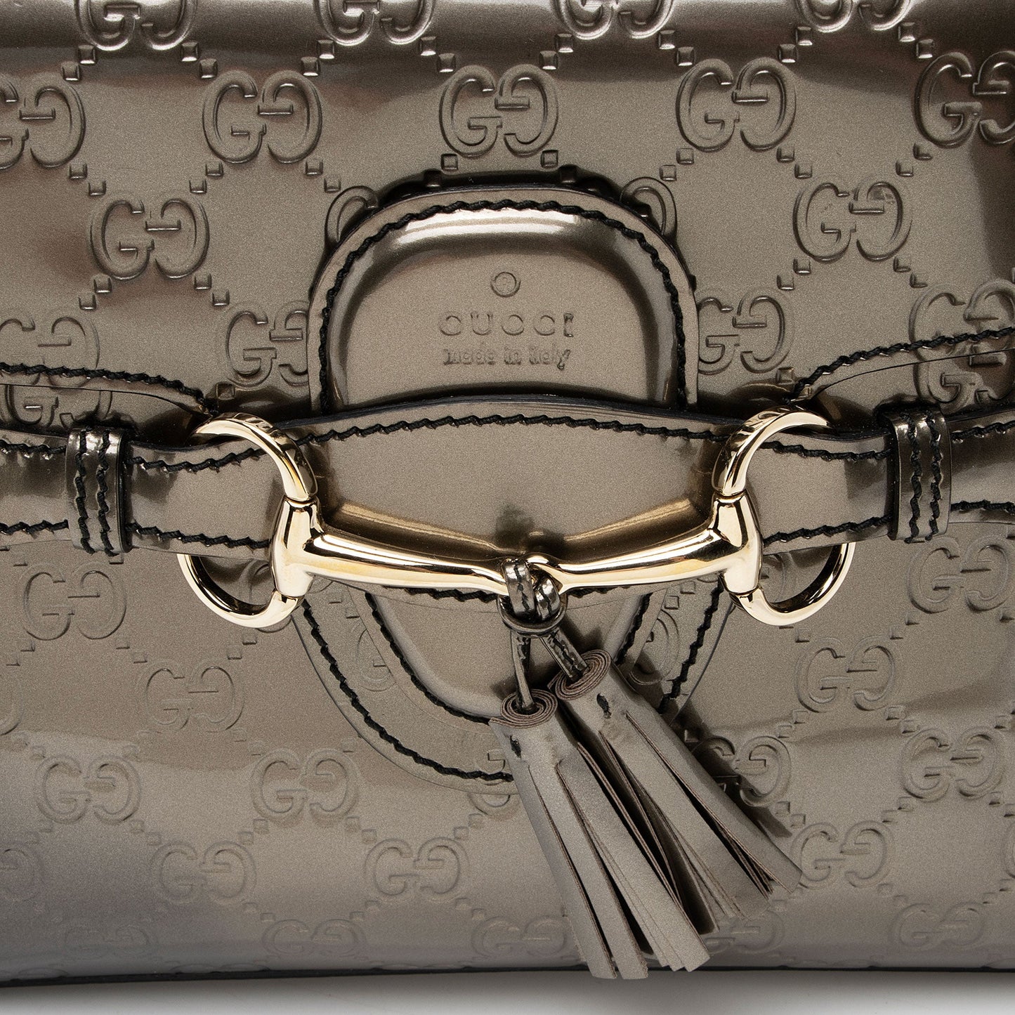 Gucci Metallic Patent Guccissima Leather Emily Medium Shoulder Bag