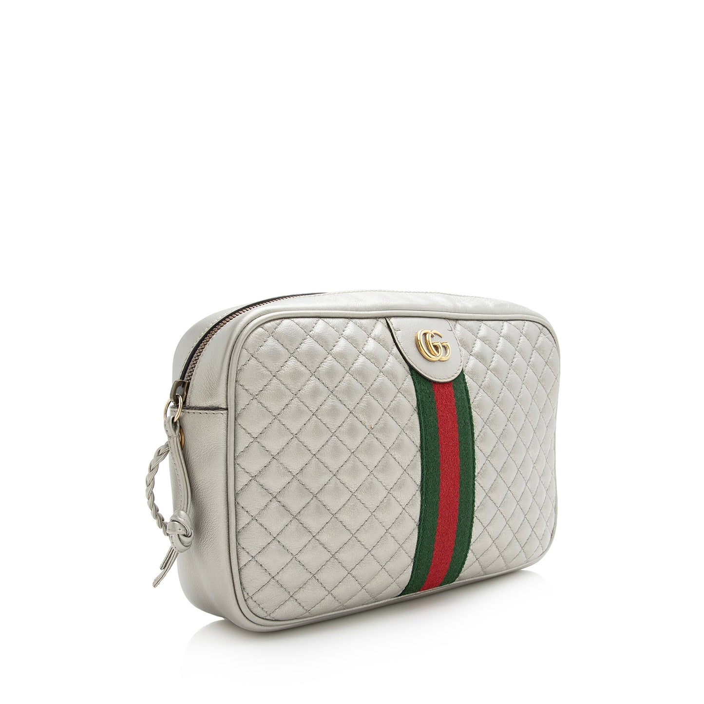 Gucci Metallic Quilted Leather Web Trapuntata Small Shoulder Bag (SHF-22451)