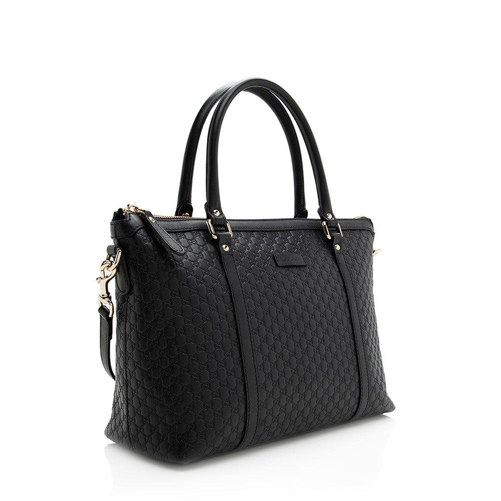 Gucci Microguccissima Leather Zip Top Tote (SHF-20350)