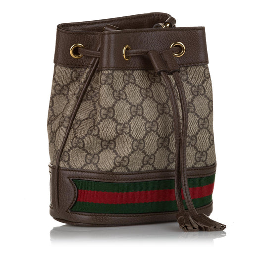 Gucci Mini GG Supreme Ophidia Bucket Bag (SHG-33829)