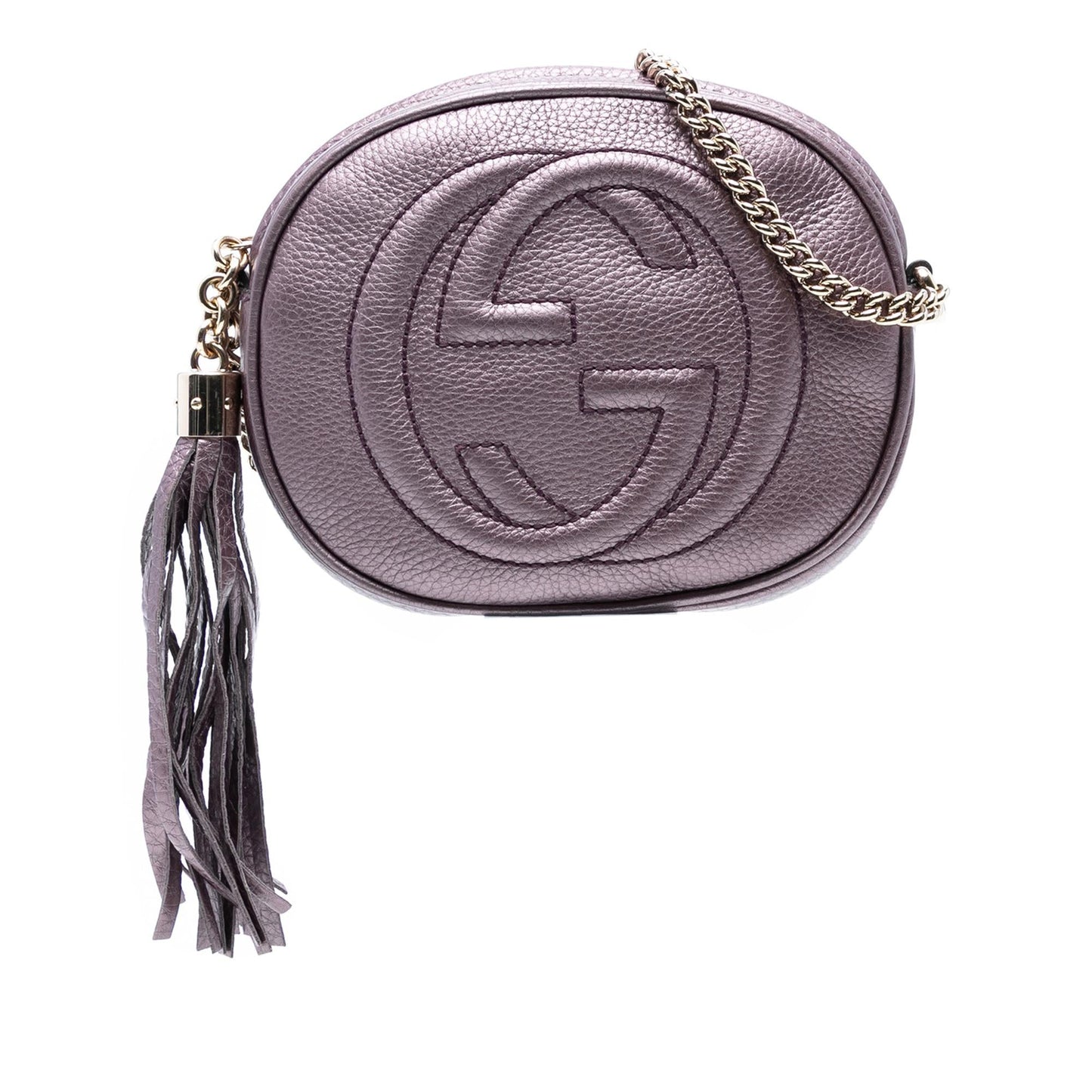 Gucci Mini Metallic Pebbled Calfskin Soho Chain Crossbody