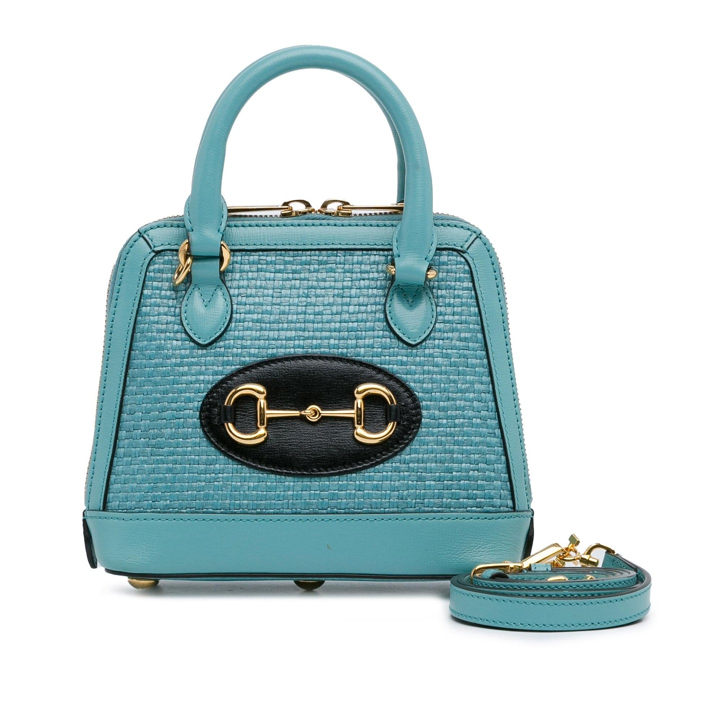 Gucci Mini Raffia Horsebit 1955 Top Handle Bag (SHG-TqNTHU)
