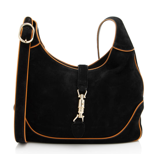 Gucci Nubuck Leather Jackie Medium Shoulder Bag (SHF-IN61fj)