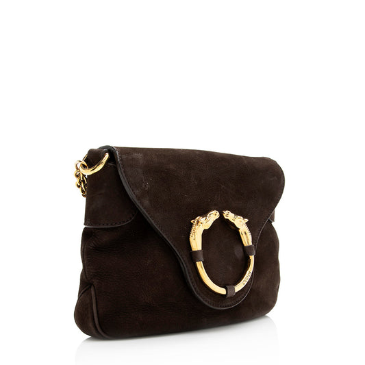 Gucci Nubuck Leather Ribot Flap Small Shoulder Bag (SHF-19107)