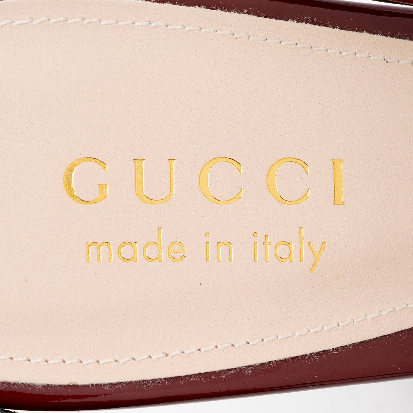 Gucci Patent Leather Chain Logo Signoria Slingback Pumps - Size 7 / 37
