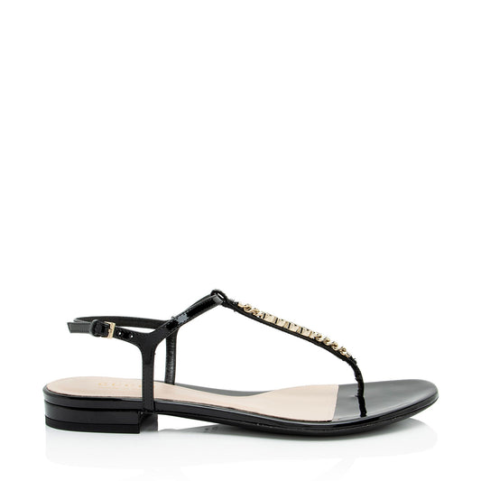 Gucci Patent Leather Signoria Thong Sandals - Size 6.5 / 36.5