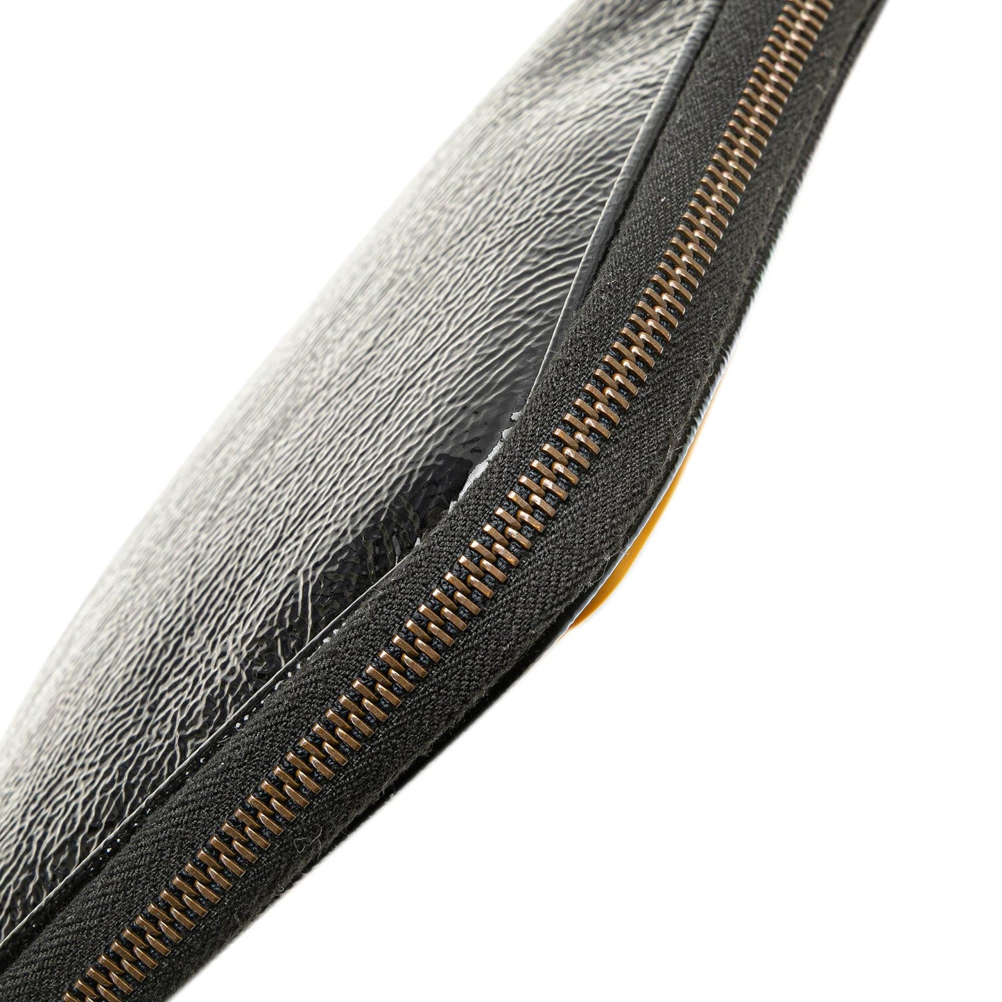 Gucci Patent and Rubber Game Patch Logo Wristlet Bag