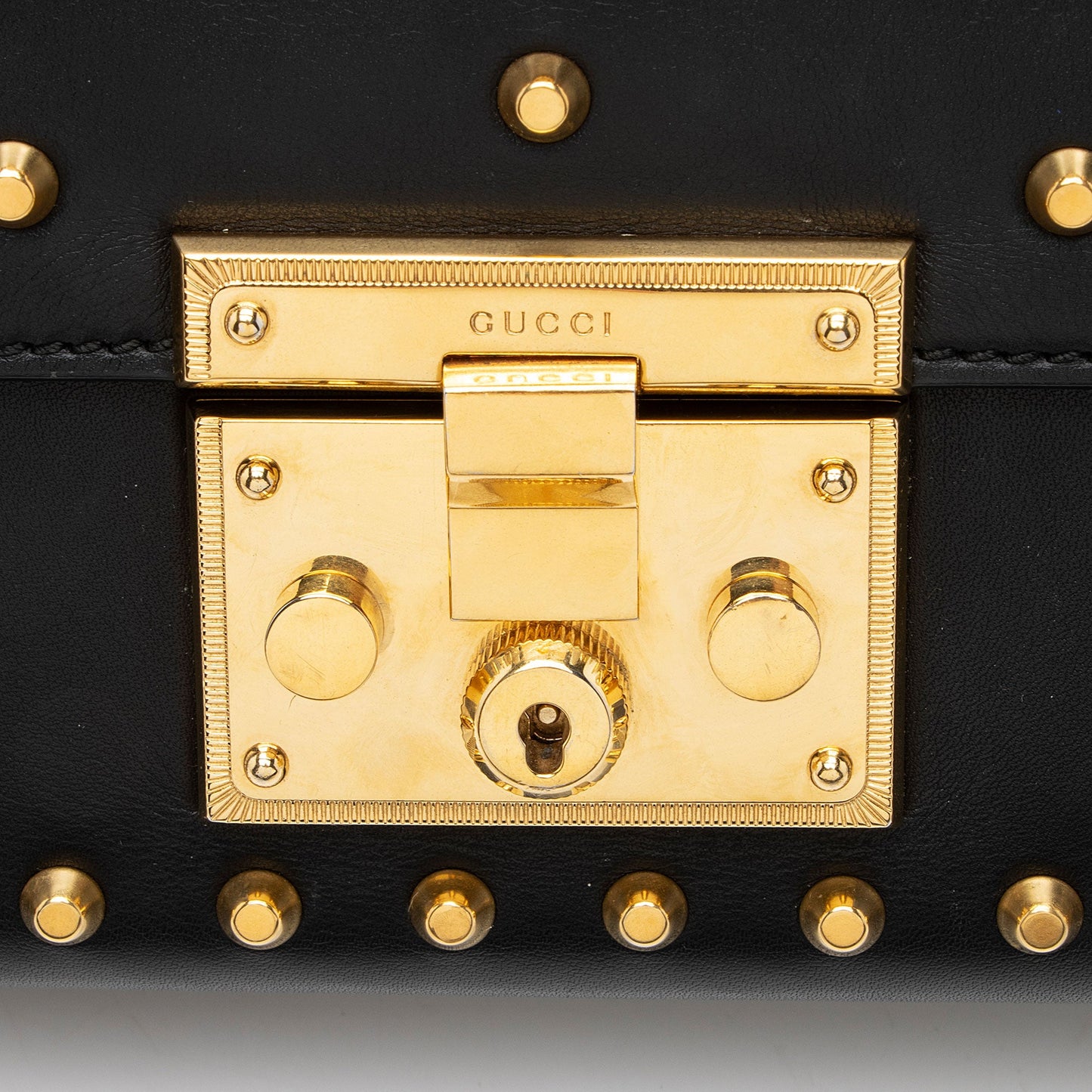 Gucci Pearl Embellished Leather Padlock Small Shoulder Bag