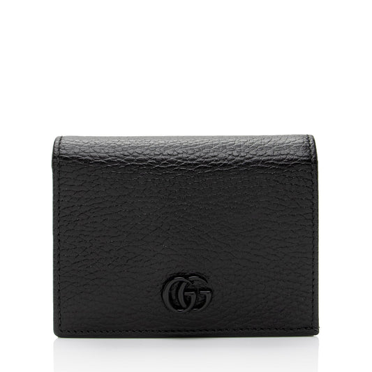 Gucci Pebbled Leather GG Marmont Card Case Wallet (SHF-dXo42g)