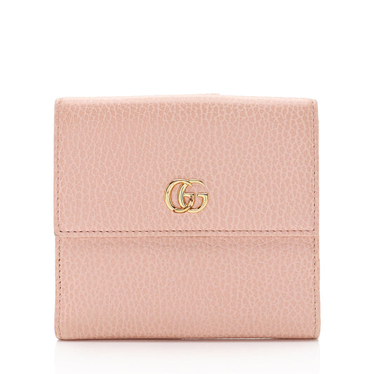 Gucci Pebbled Leather GG Marmont French Wallet (SHF-9hNv9T)
